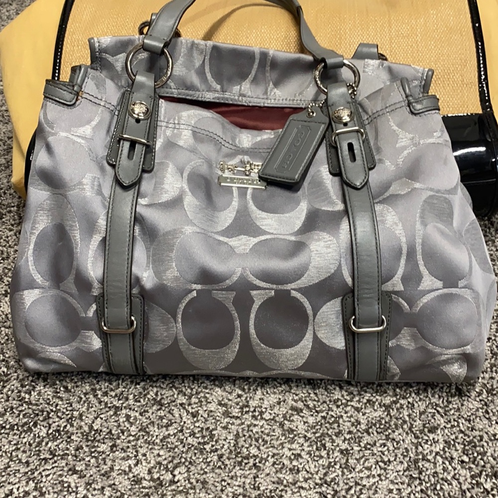 Coach silver/ gray purse